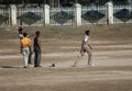 Boys playing criket in the town of Umaria. Royalty Free Stock Photo