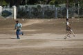 Boys playing criket in the town of Umaria. Royalty Free Stock Photo