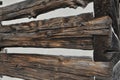Close up detail of the weathered wooden log cabin church Royalty Free Stock Photo