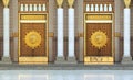 View of entrance door Al- Saud Gate to the Prophet Muhammad Mosque or An- Nabawi Royalty Free Stock Photo