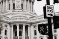Madison Capitol Building with One Way Sign Royalty Free Stock Photo