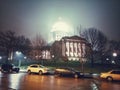 Madison Capitol on an extremely cold day with fog and winter landscape