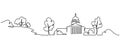 Madison city. Continuous one line drawing. cityscape Wisconsin State Capitol.