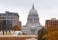 Madison downtown cityscape with State Capitol building. Royalty Free Stock Photo