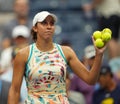 Madison Keys celebrates victory after round of 16 match against Jessica Pegula at the 2023 US Open