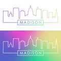 Madison skyline. Colorful linear style.