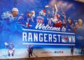 Madison Square Garden indoor arena entrance Rangers sign