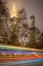 Madison Square Park, Snowstorm at night, Manhattan, New York City Royalty Free Stock Photo