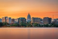 Madison, Wisconsin, USA downtown Skyline on Lake Monona Royalty Free Stock Photo