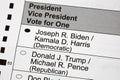 Presidential Election Ballot Voting for Joseph R. Biden for President