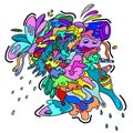 The Madness Colorful hand drawing doodle art for background, landing page, clothing, etc