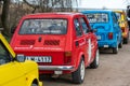 Row of colorful stylish vintage Fiat 126 PanCars rental cars, PanCars is a car rental company Royalty Free Stock Photo