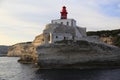 Madonetta lighthouse, entrance to Gulf of Bonifacio, Southern Corsica, France Royalty Free Stock Photo