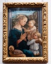 Madonna and child with two angels painting in the Uffizi gallery in Florence on October 19