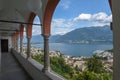 Madonna del Sasso, medieval monastery overlook lake Maggiore a Locarno on Switzerland