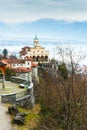 sanctuary of Madonna del Sasso in Orselina above city is the principal sight and goal of pilgrimage Royalty Free Stock Photo