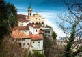 sanctuary of Madonna del Sasso in Orselina above city is the principal sight and goal of pilgrimage Royalty Free Stock Photo