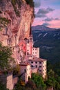 Madonna della Corona, Italy at autumn sunrise.