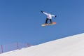 MADONNA DI CAMPIGLIO TN, ITALY, APRIL 9, 2017. Snowboarder enjoying jumps and runs