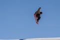 MADONNA DI CAMPIGLIO TN, ITALY, APRIL 9, 2017. Snowboarder enjoying jumps and runs