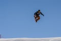 MADONNA DI CAMPIGLIO TN, ITALY, APRIL 9, 2017. Snowboarder enjoying jumps and runs