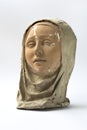 Statue of Madonna head made of papier-mache and terracotta