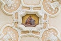 Madonna and Jesus child painted on the ceiling of a church. Royalty Free Stock Photo