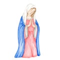 Madonna, Saint Virgin Mary watercolor illustration isolated on white background. Mother of God