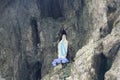 Madonna statue in Serrai di sottoguda canyon. Veneto, Italy. Royalty Free Stock Photo