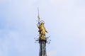 The Madonnina atop Milan Cathedral at the height of 108.5 m in Milan, italy. Milan Duomo is the largest church in Italy Royalty Free Stock Photo