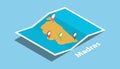 Madras or chennai india explore maps with isometric style and pin location tag on top