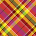 Madras colored plaid diagonal fabric texture seamless pattern