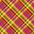 Madras colored plaid diagonal fabric texture seamless pattern