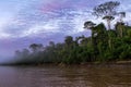 Madre de Dios river in Manu National park with scenery of tropical rain forest in the Peruvian amazonia, wallpaper Royalty Free Stock Photo