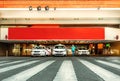 Madrid - August 3, 2017: Taxi stand in the parking lot near Atocha station, the Spanish railway Renfe.