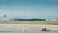 Madrid`s Bajaras airport, Spain main terminal in the background