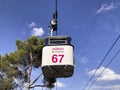 Madrid Cable Car (Teleferico de Madrid) among the trees of Casa de Campo Park. Spain.