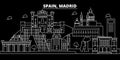 Madrid city silhouette skyline. Spain - Madrid city vector city, spanish linear architecture, buildings. Madrid city