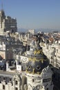 Madrid cityscape aerial view with metropoli building in sunny day