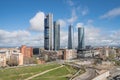 Madrid cityscape at daytime. Landscape of Madrid business building at Four Tower. Modern high building in business district area