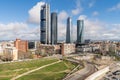 Madrid cityscape at daytime. Landscape of Madrid business building at Four Tower. Modern high building in business district area