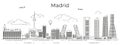 Madrid cityscape line art vector illustration Royalty Free Stock Photo