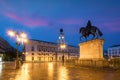 Madrid cityscape at night. Landscape of Puerta del Sol square Km Royalty Free Stock Photo