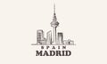 Madrid cityscape sketch hand drawn ,spain vector illustration Royalty Free Stock Photo