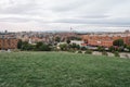 Madrid cityscape at sunset with purple clouds Royalty Free Stock Photo