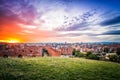 Madrid cityscape at sunset with purple clouds Royalty Free Stock Photo