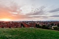 Madrid cityscape at sunset with purple clouds Royalty Free Stock Photo