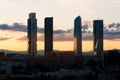 Madrid Four Towers financial district skyline during sunset in M Royalty Free Stock Photo