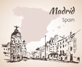 Madrid hand drawn street. Spain Royalty Free Stock Photo