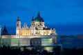 Madrid. Image of Madrid skyline with Santa Maria la Real de La Almudena Cathedral and the Royal Palace during sunset Royalty Free Stock Photo